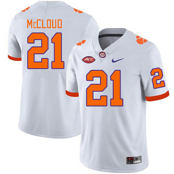 Men #21 Kobe McCloud Clemson Tigers College Football Jerseys Stitched Sale-White - Click Image to Close